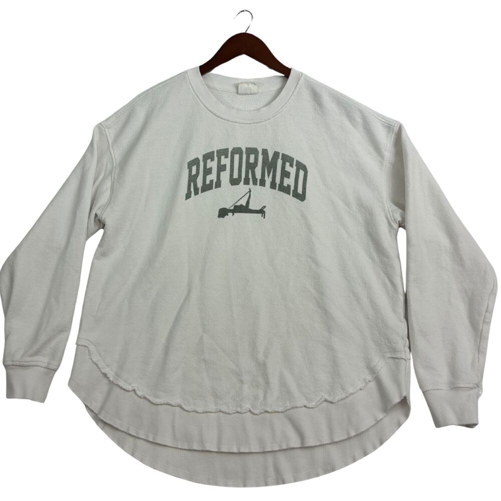 Ivy + Cloth Reformed Christian Faith Women's Large White Oversized Sweatshirt